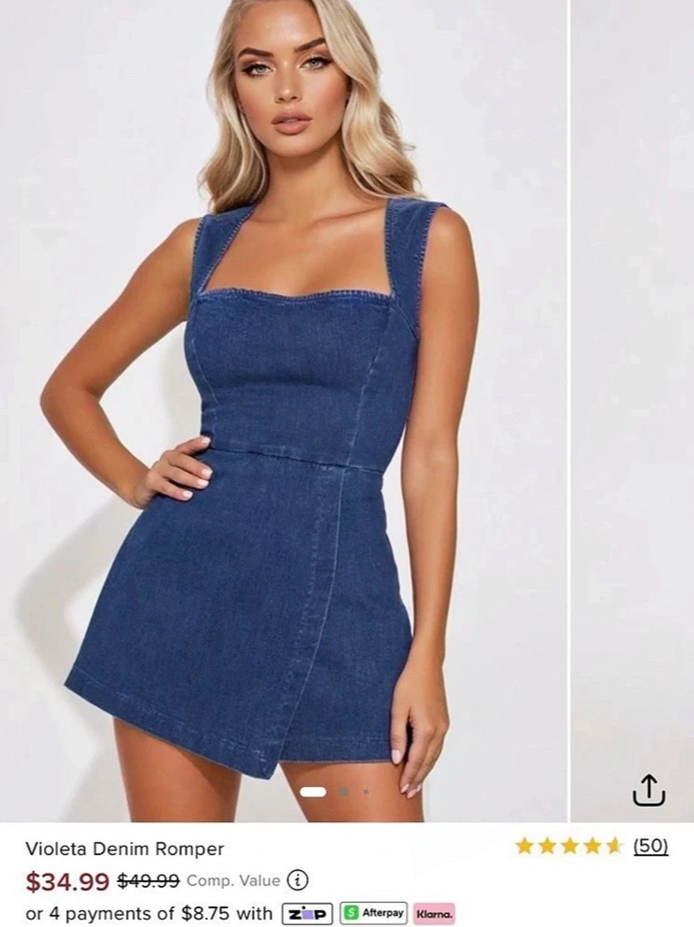 Fashion Nova Violeta Denim Romper Blue Size 2X